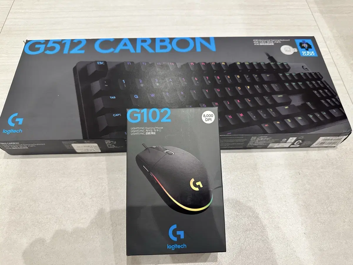 로지텍 G512 CARBON GX 블루 + G102 마우스