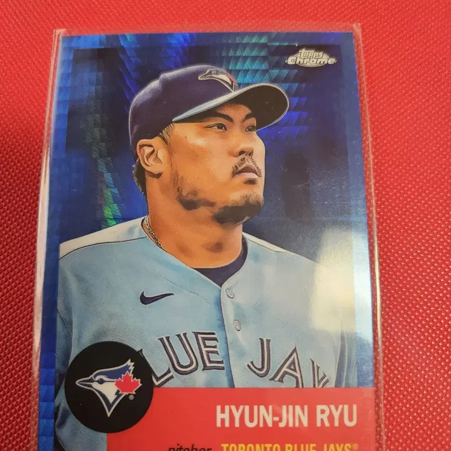 류현진 Topps Chrome 블루 프리즘 리플렉터 카드