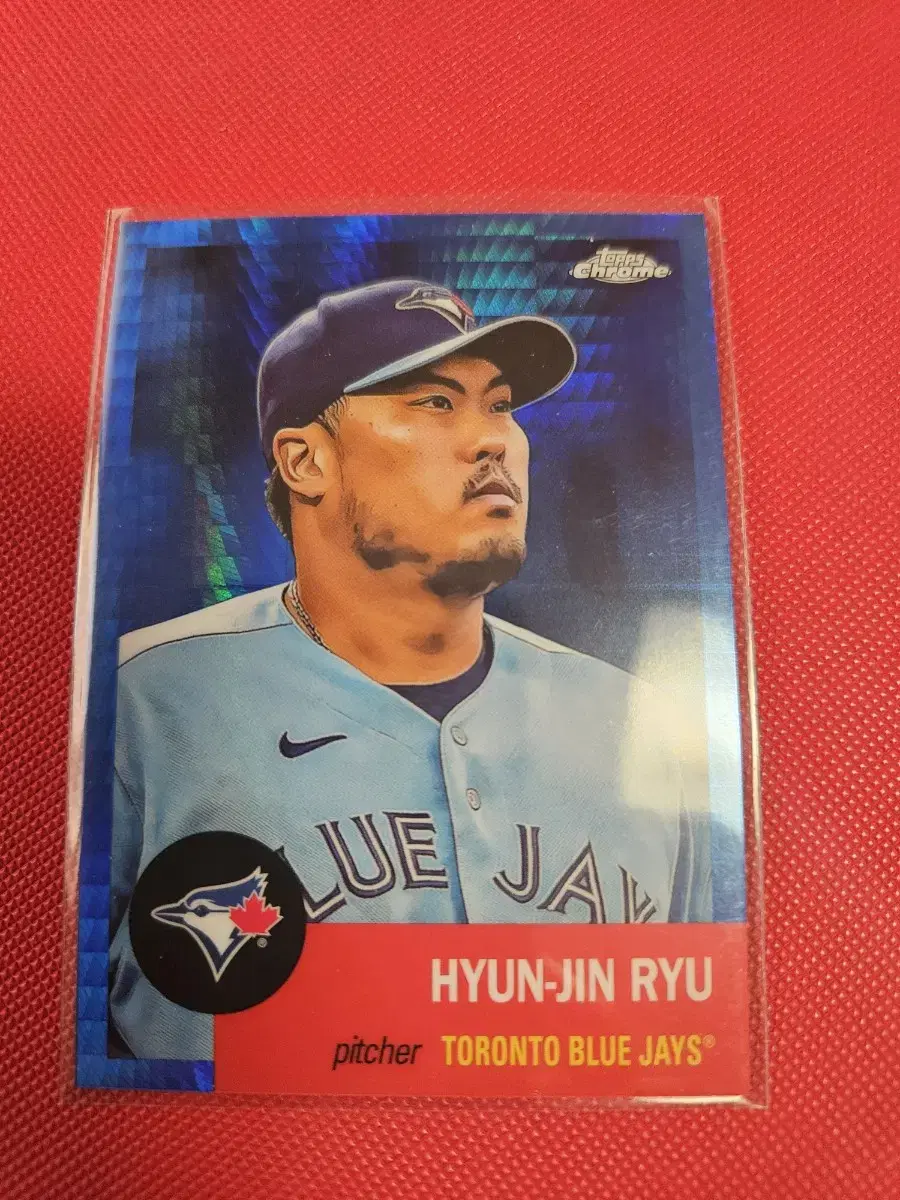 류현진 Topps Chrome 블루 프리즘 리플렉터 카드