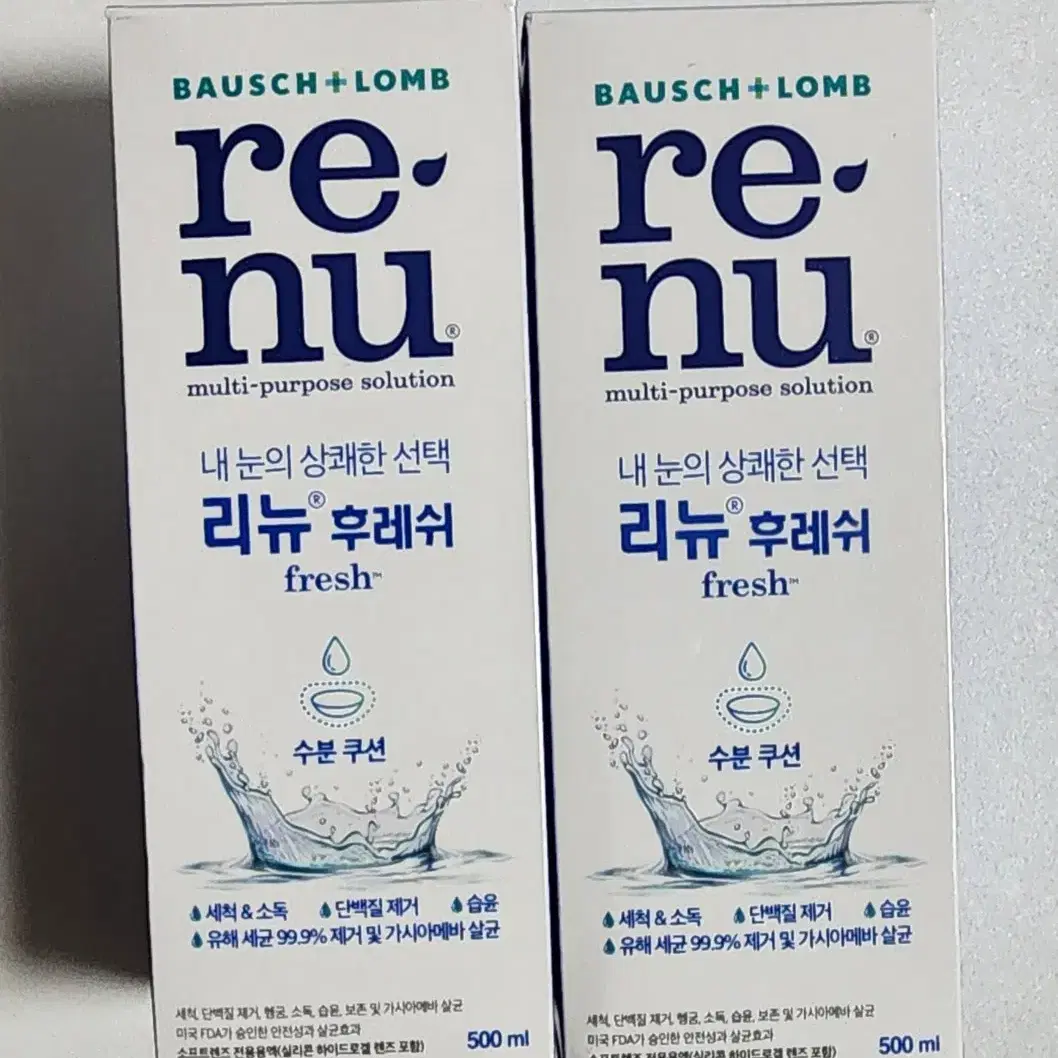 바슈롬 리뉴 후레쉬 500ml 2개 소프트 렌즈 세척액