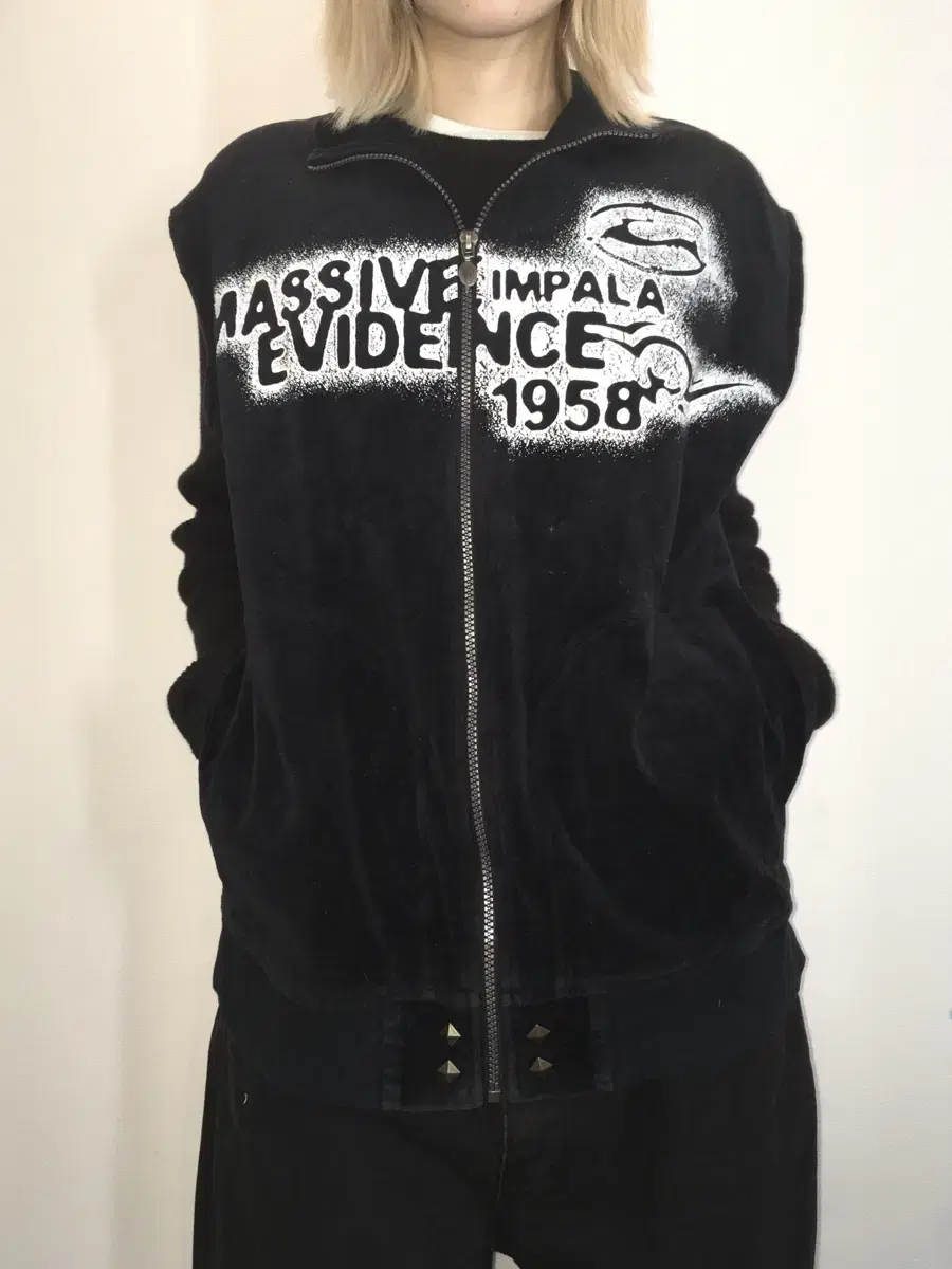 Y2K Funky Black Velour Vest Zip Up