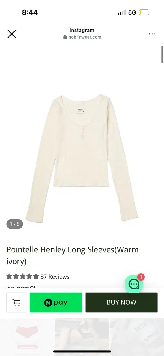 고블린웨어 헨리넥 Pointelle Henley Long Sleeves