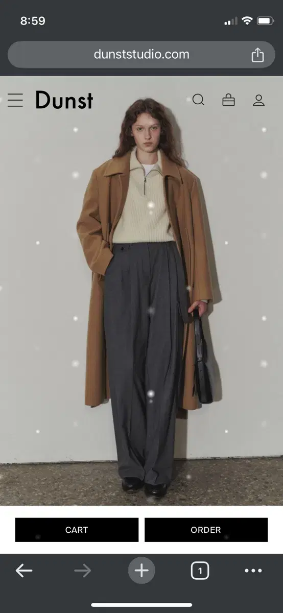 던스트 남녀공용 카멜색 겨울 맥코트 UNISEX OVERSIZED MAC