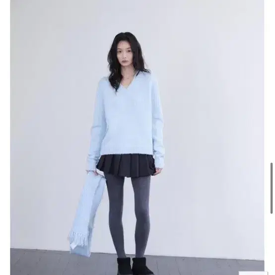 윤슬샵 melange alpaca knit (iceblue)