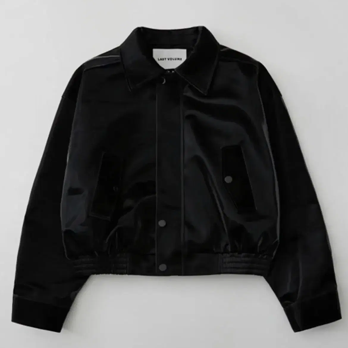 레이디 볼륨 레더 자켓 GLOSSY VEGAN LEATHER JACKET