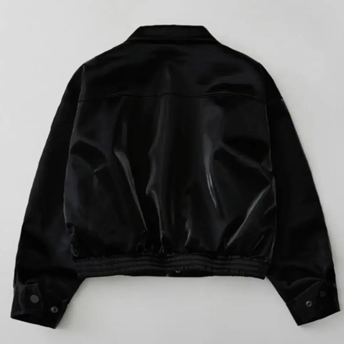 레이디 볼륨 레더 자켓 GLOSSY VEGAN LEATHER JACKET