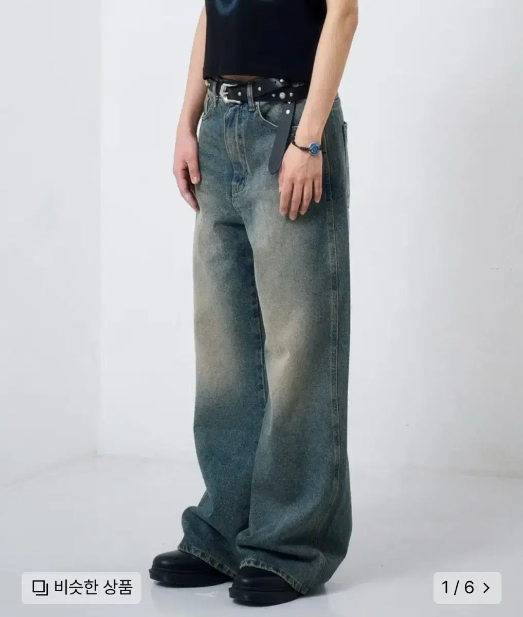 [3] 이우가마라카스 needlework denim pants