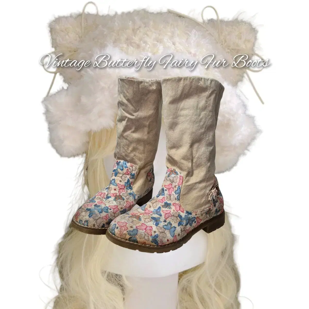 Vintage Butterfly Fairy Fur Boots