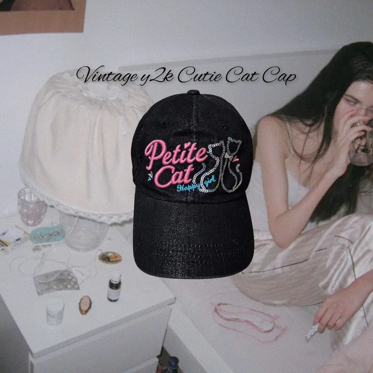 Vintage y2k Cutie Cat Cap