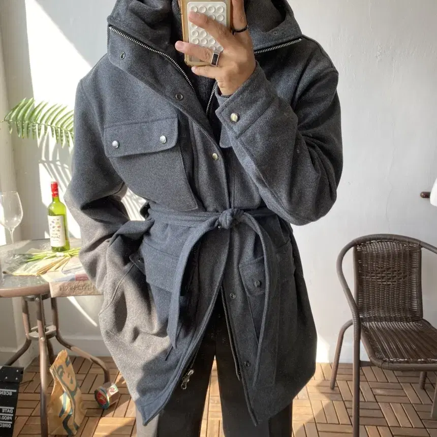 (Below wholesale price!!) High quality wool hooded coat unisex two way belted jacket for sale