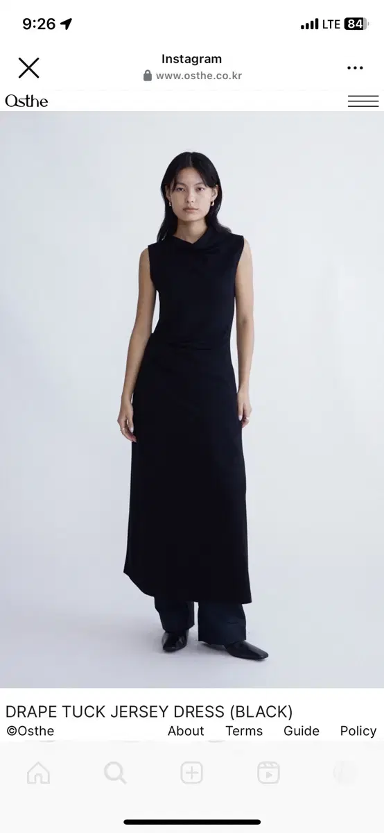 오스더 osthe jersey top / drape tuck dress