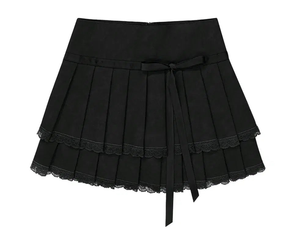 New Arrivals)Leather Layered Pleated Skirt Black Mussulman