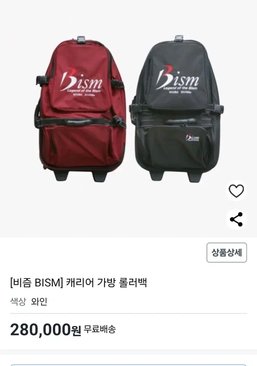 비즘 스노우쿨링 캐리어 가방