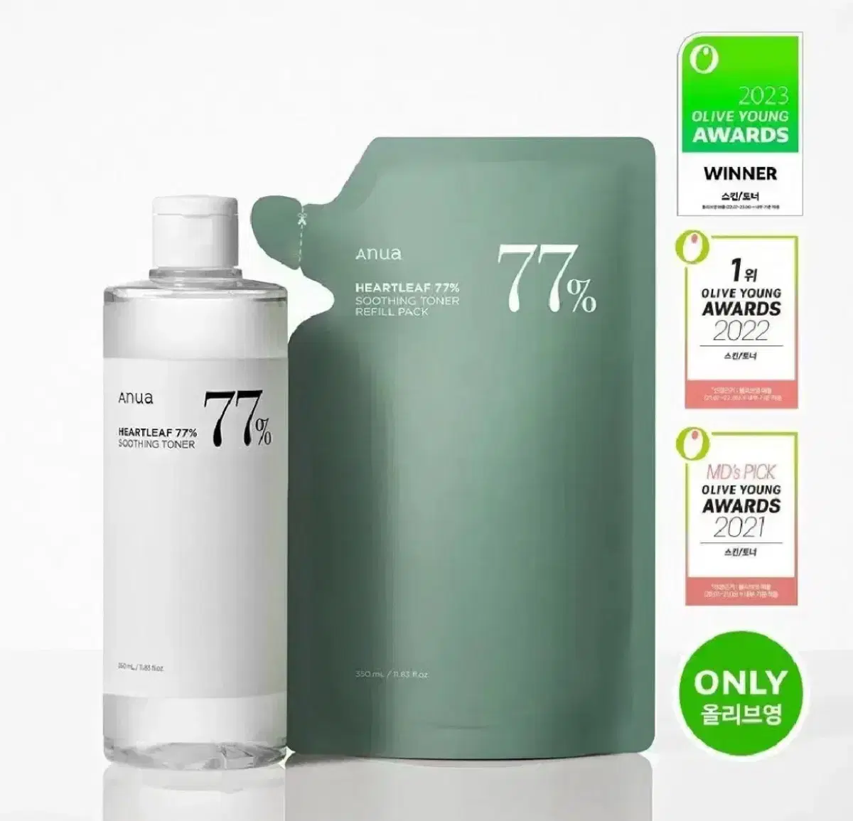 아누아 어성초 77 수딩 토너 350mL 기획(+350mL 리필팩)