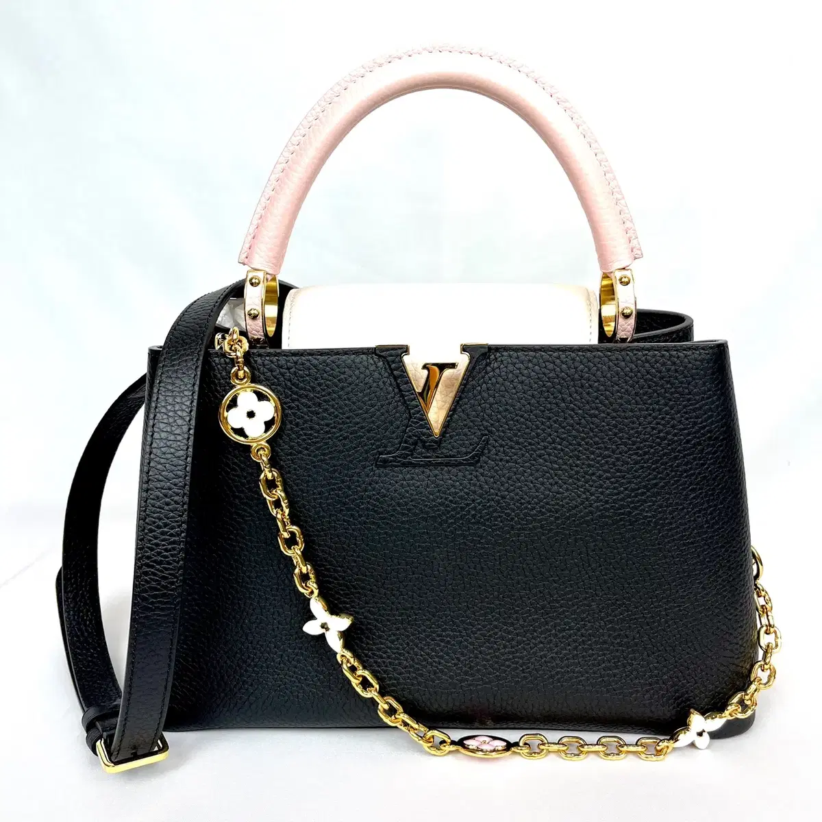 Louis Vuitton Capucine MM Noir and Cream Rose Chain M22512