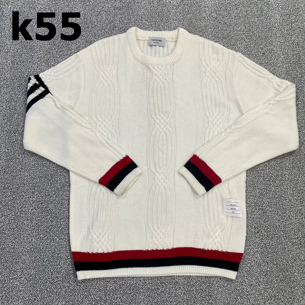 [2XL] 남성 명품 완장 케이블 헤비 울 니트 스웨터 K55