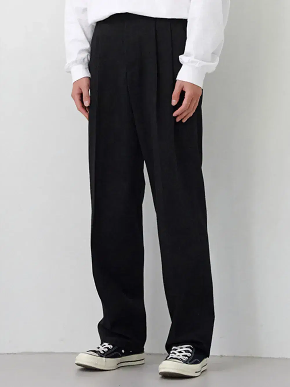 주앙옴므 2 PLEATS WIDE BAND TROUSER 블랙