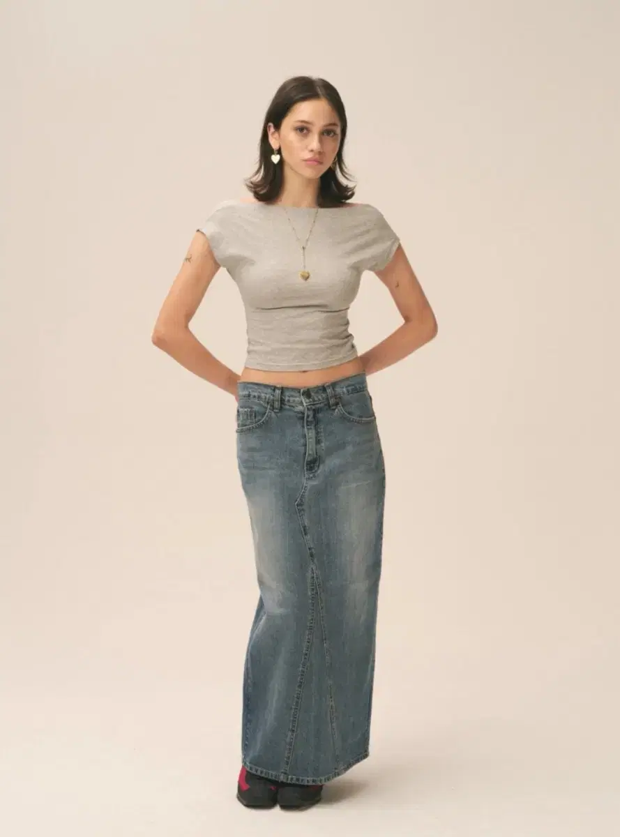 [글로니] 94 MID-RISE DENIM LONG SKIRT 롱스커트S