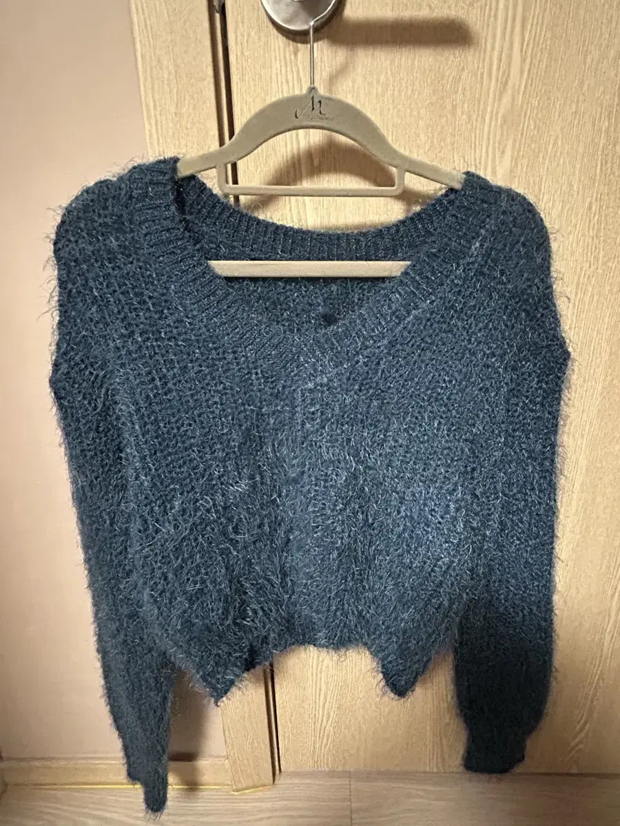 Fluffy Navy Knit Sweater