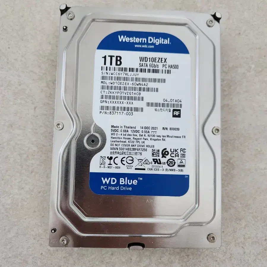 HDD 1테라 wd10ezex sata 하드디스크 팝니다