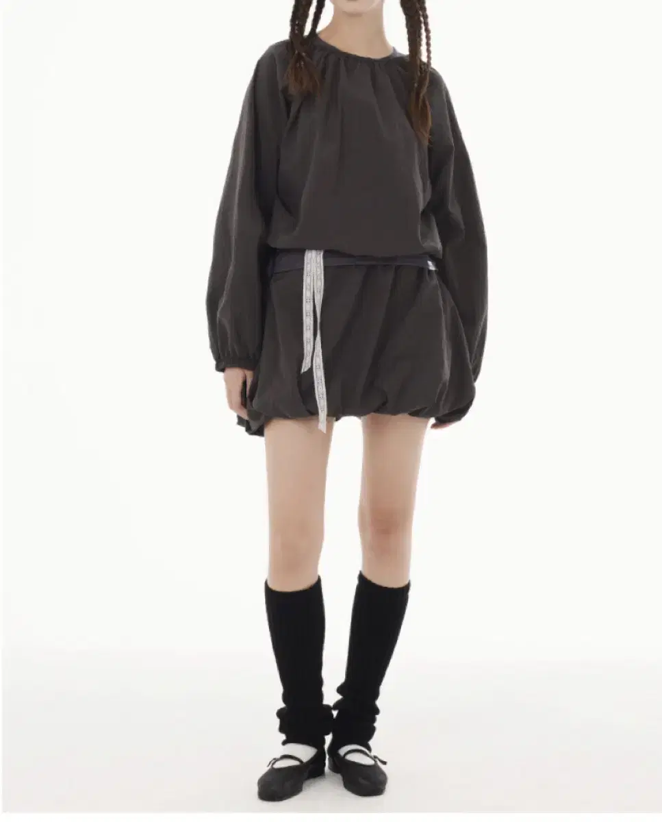 피스메이커 NYLON SHIRRING PUMPKIN SKIRT (CHAR