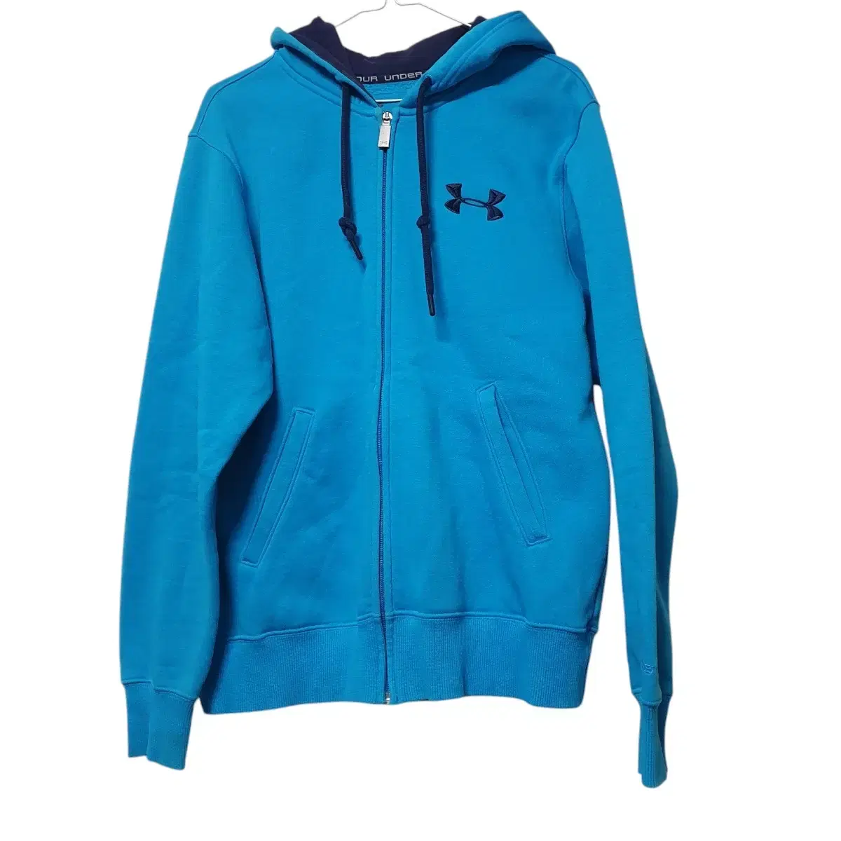 (true to size L 100) Under Armour Coldgear Fleece Hooded Zip-up Light Bloo