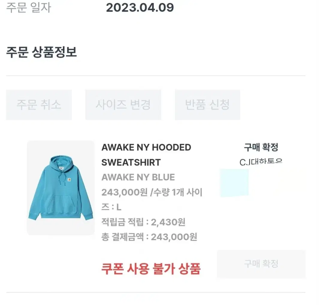 Carhartt WIP x Awake NY Hoodie Blue(L)