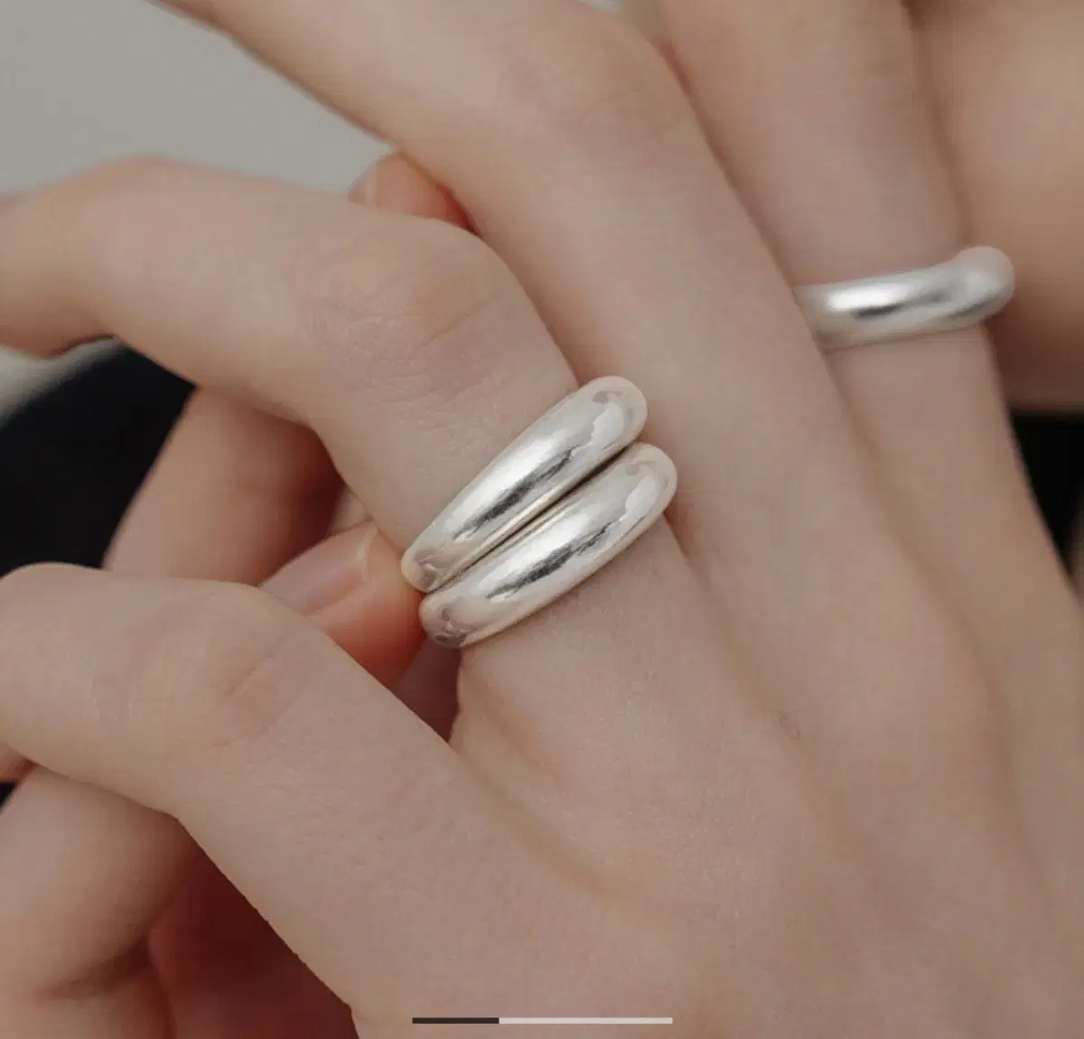 티오유 96 semi matte bulging silver ring