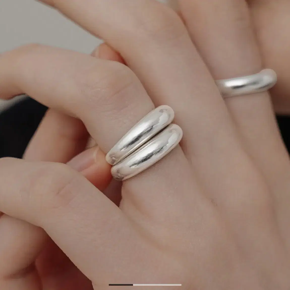 티오유 96 semi matte bulging silver ring