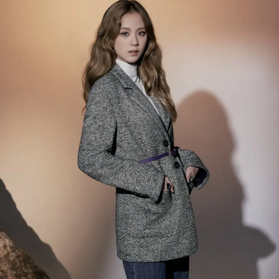 21FW IT MICHAA 컬러믹스 벨티드 자켓