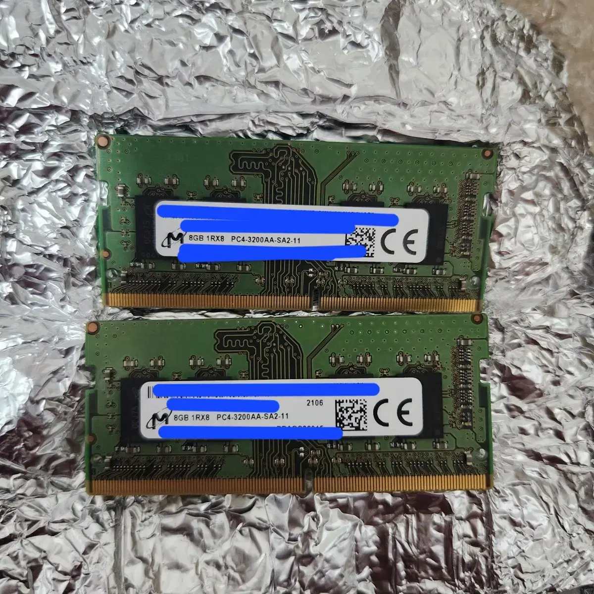 노트북 DDR4 8g 8램 2개 Micron PC4-3200AA