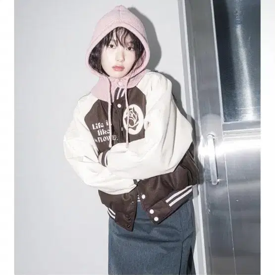 해비즘 바시티자켓 ROSE LLF VARSITY JACKET 브라운