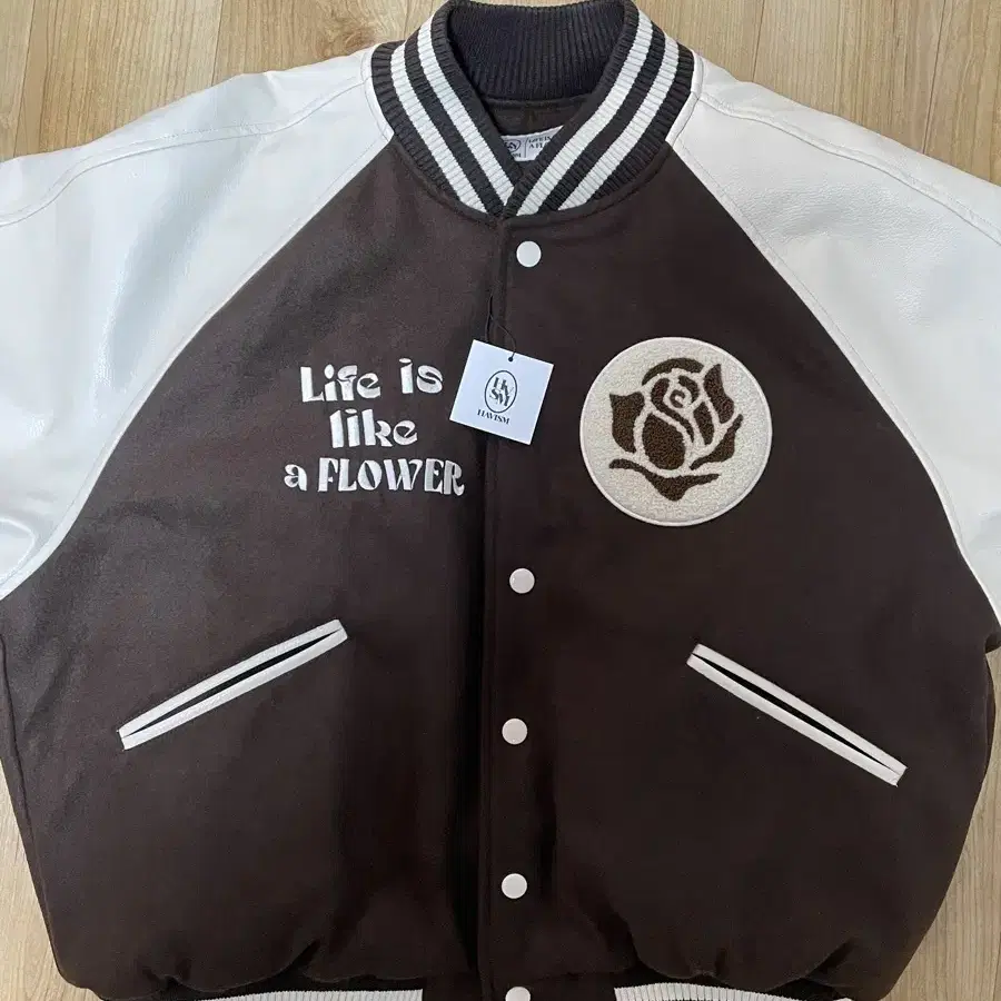 해비즘 바시티자켓 ROSE LLF VARSITY JACKET 브라운