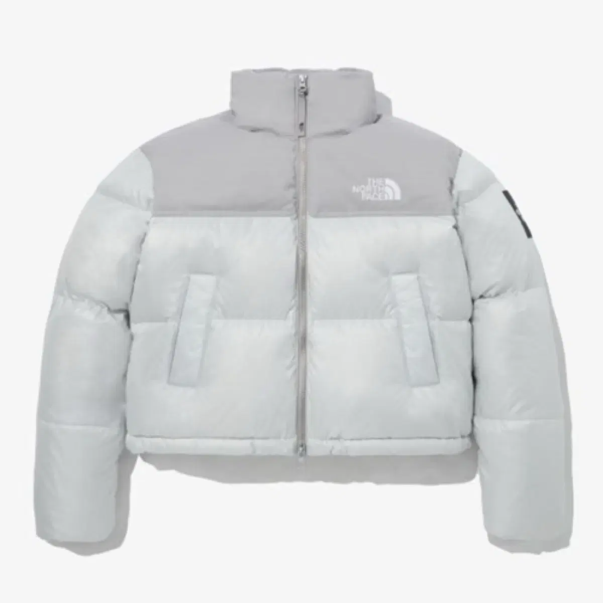 XS) The North Face Padded White Velvet Novelty Nubby Down Jacket Ice Gray