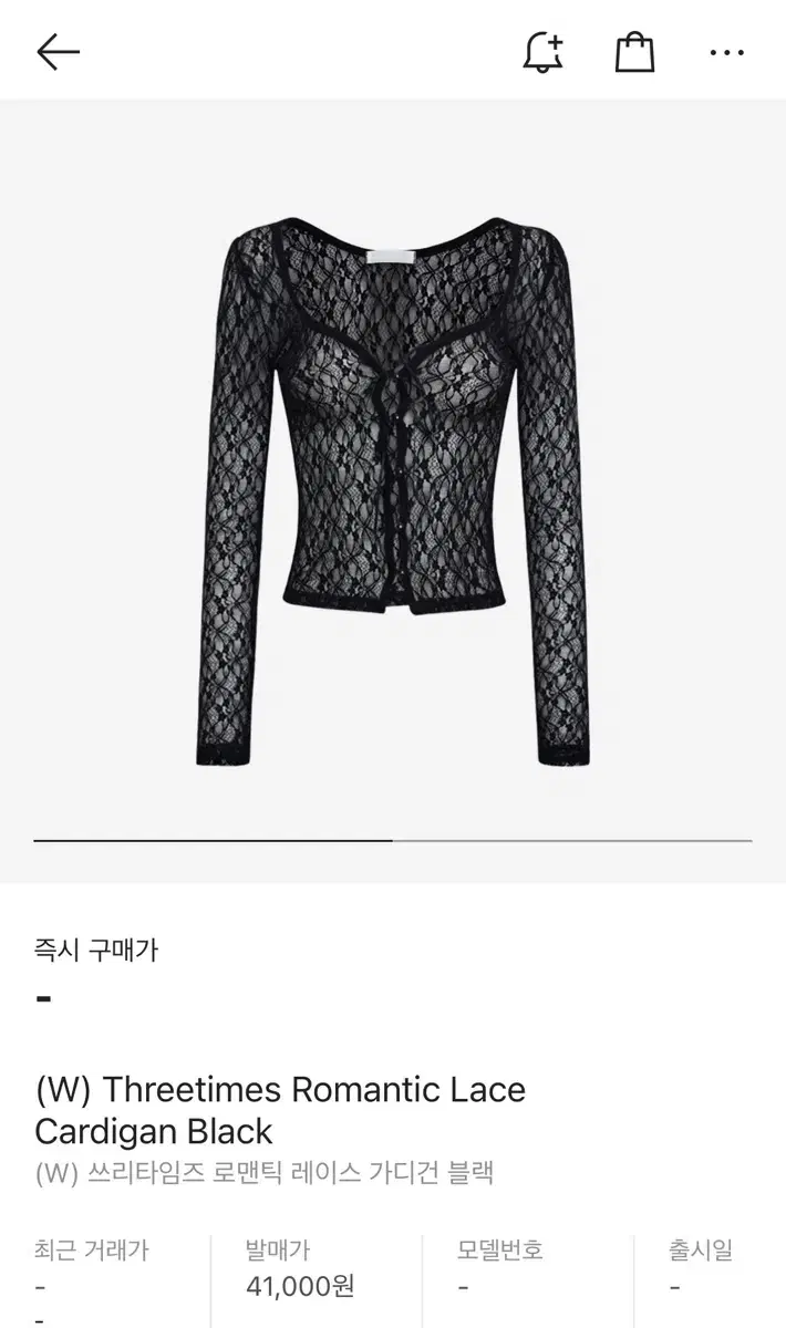 Threetimes Romantic Lace Cardigan Black