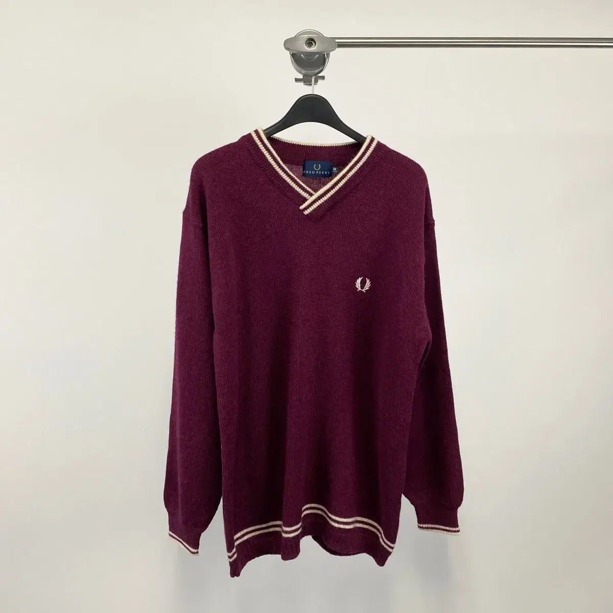 빈티지 90s FRED PERRY 브이넥 울 니트