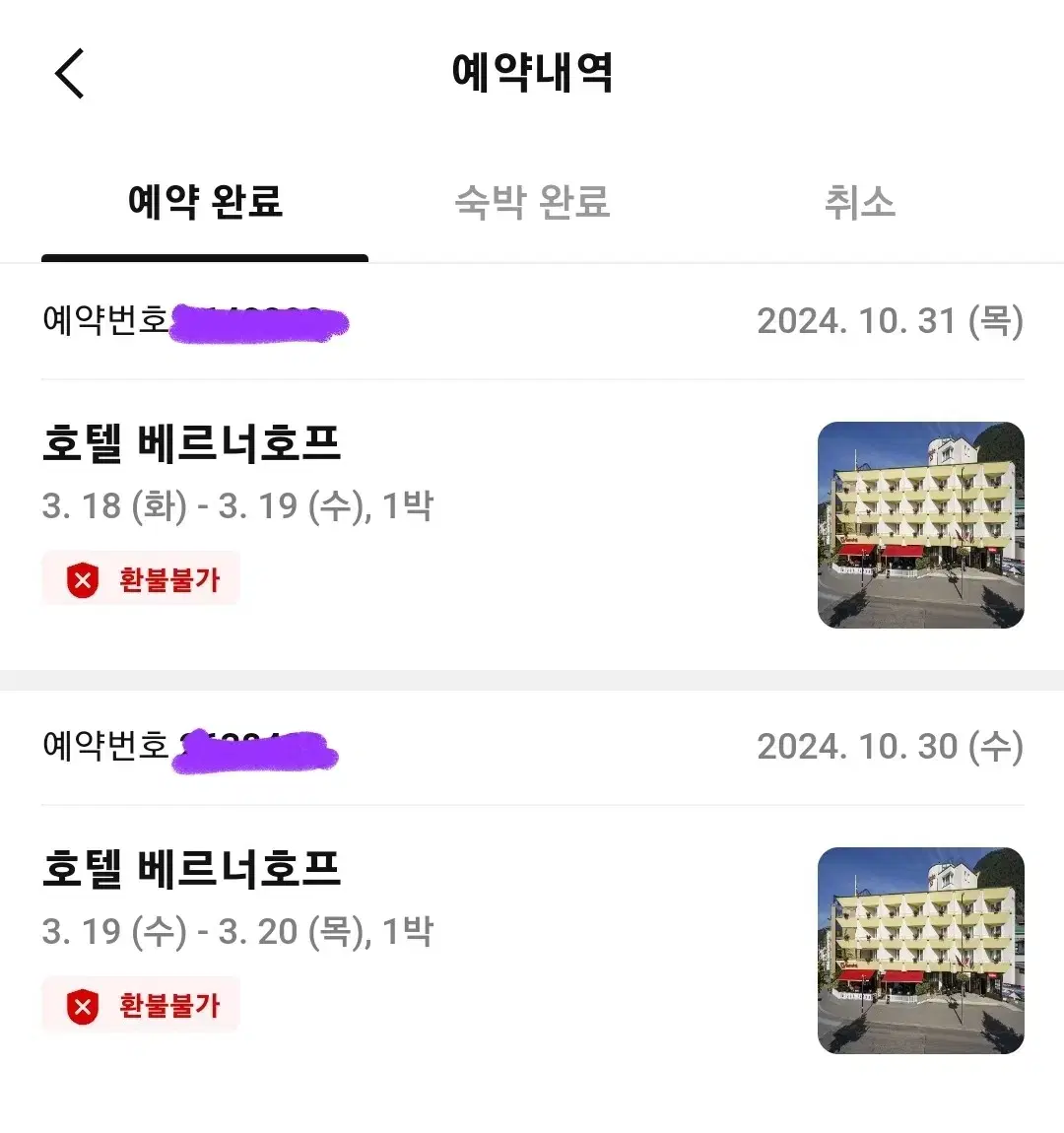 스위스 베르너호프 호텔 2박