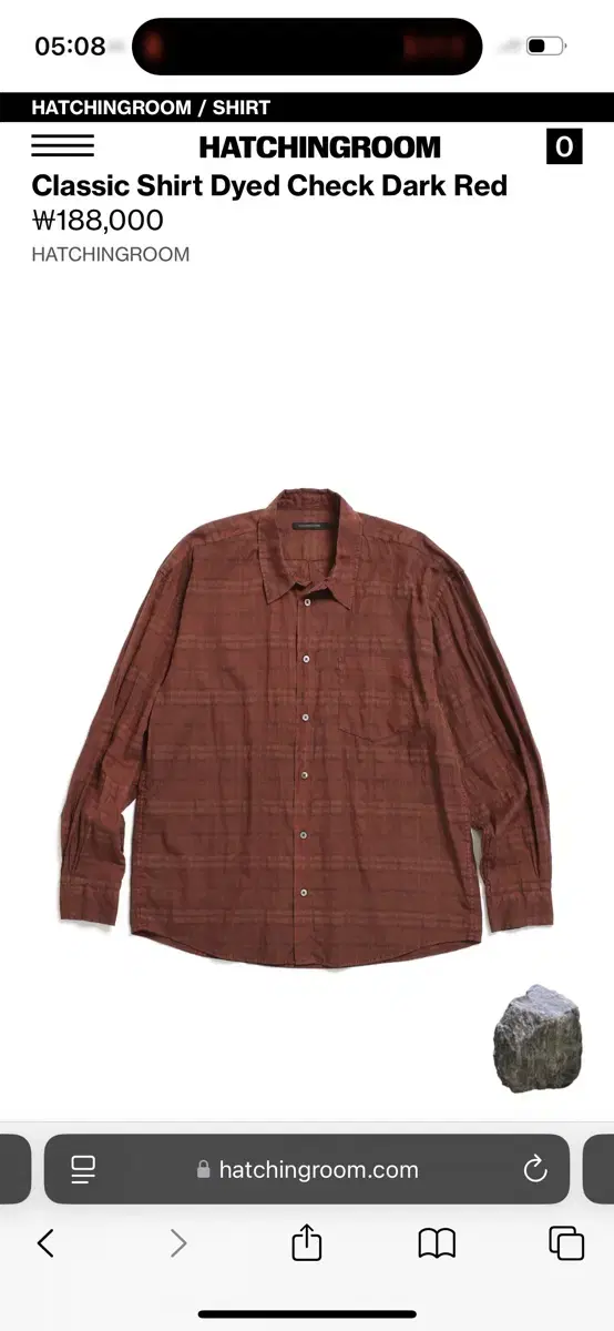 해칭룸 Classic Shirt Dyed Check Dark Red 3