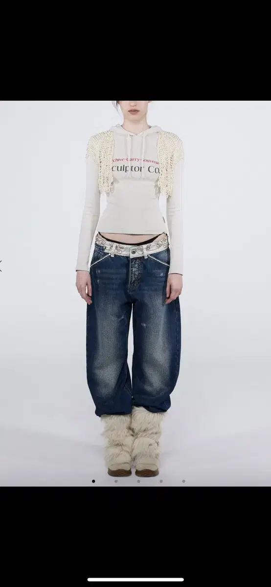 새상품) 스컬프터 Beaded Waist Denim Pants