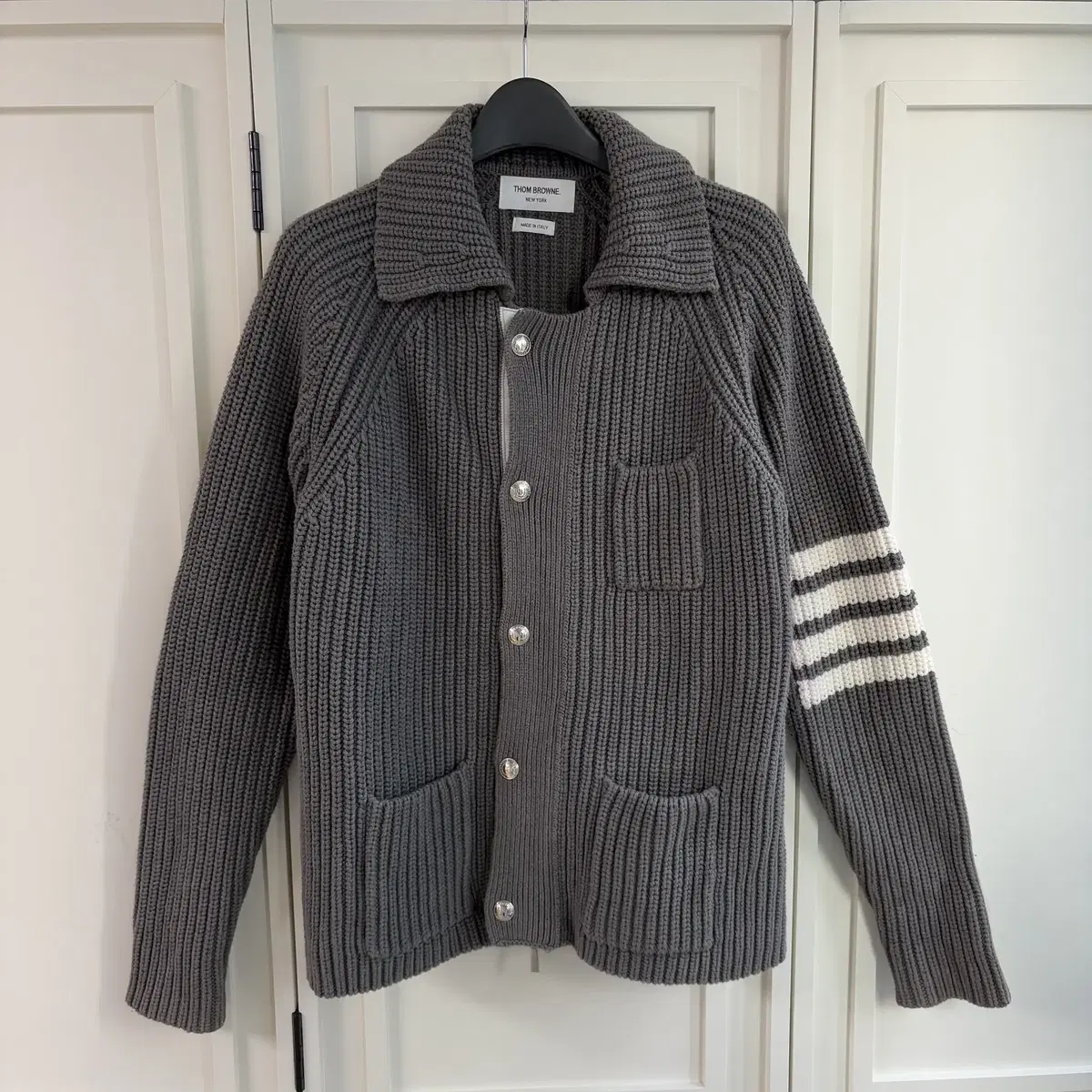 [M]Thom Browne Gray Wool Jacket Cardigan CK8508