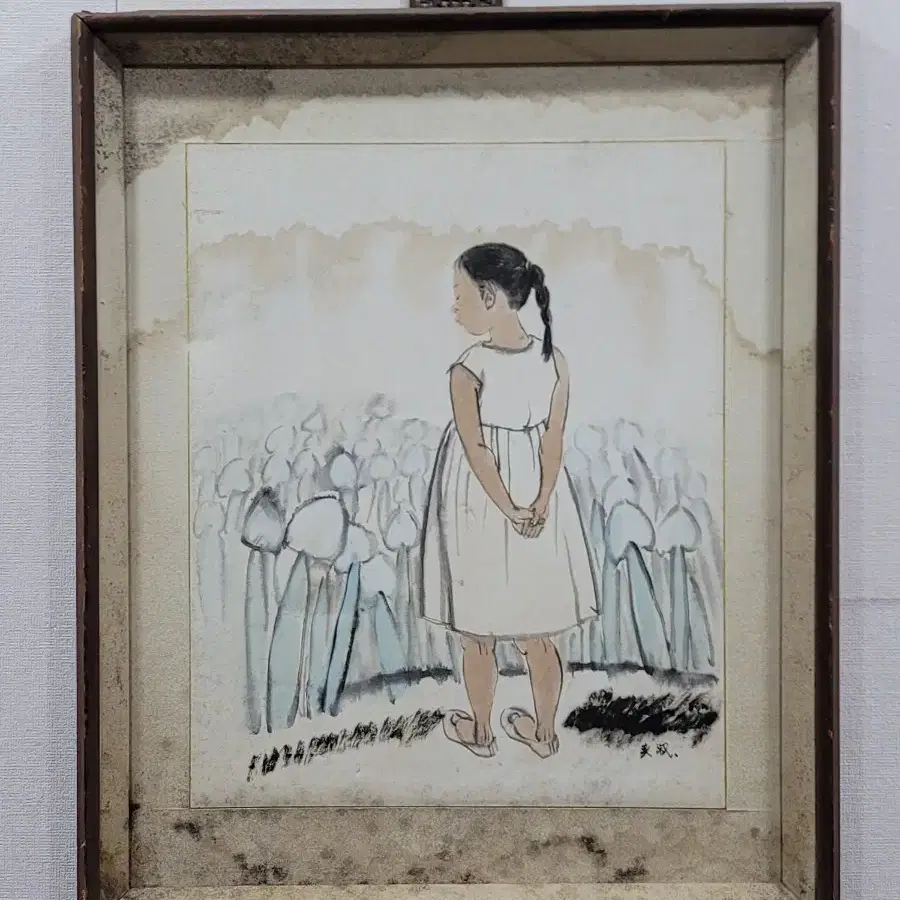 한국화 그림 소녀 작가 미확인