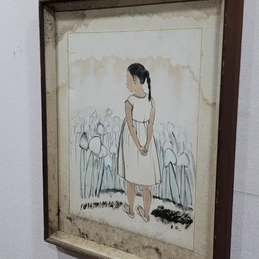 한국화 그림 소녀 작가 미확인