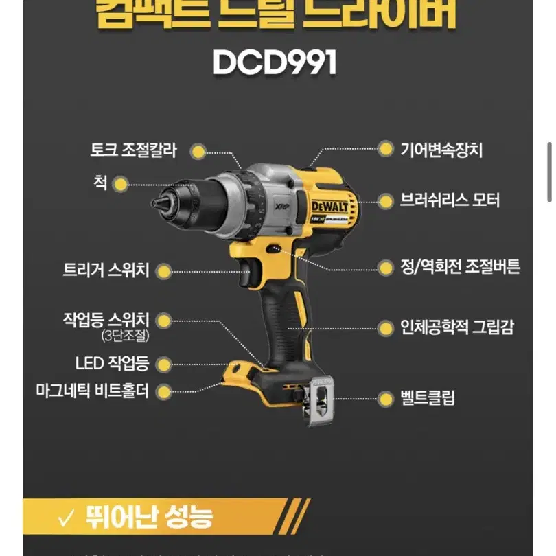 (새상품) 디월트 DCD991N 충전 드릴 드라이버 본체 20V