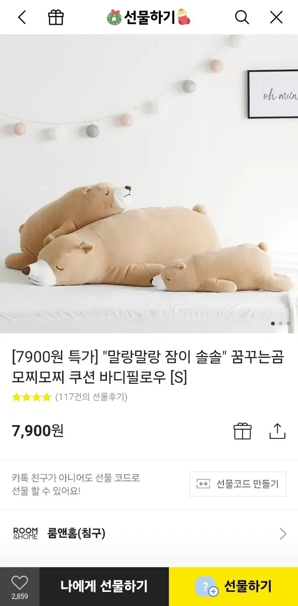 꿈꾸는 곰 모찌모찌 쿠션 바디필로우