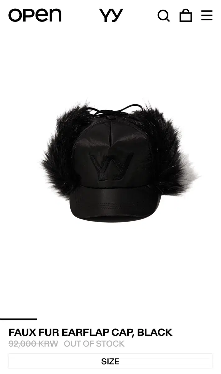 Open yy FAUX FUR EARFLAP CAP, BLACK