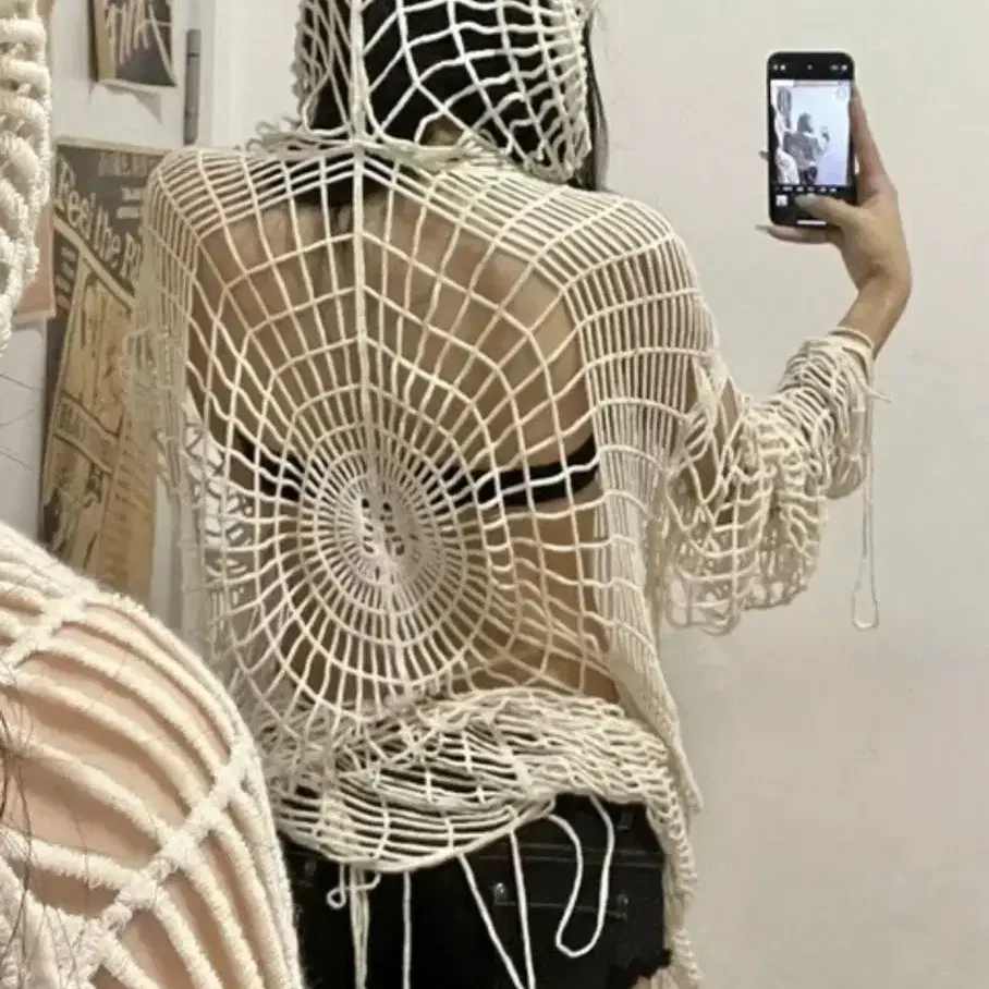 Spider web knit mesh hoody