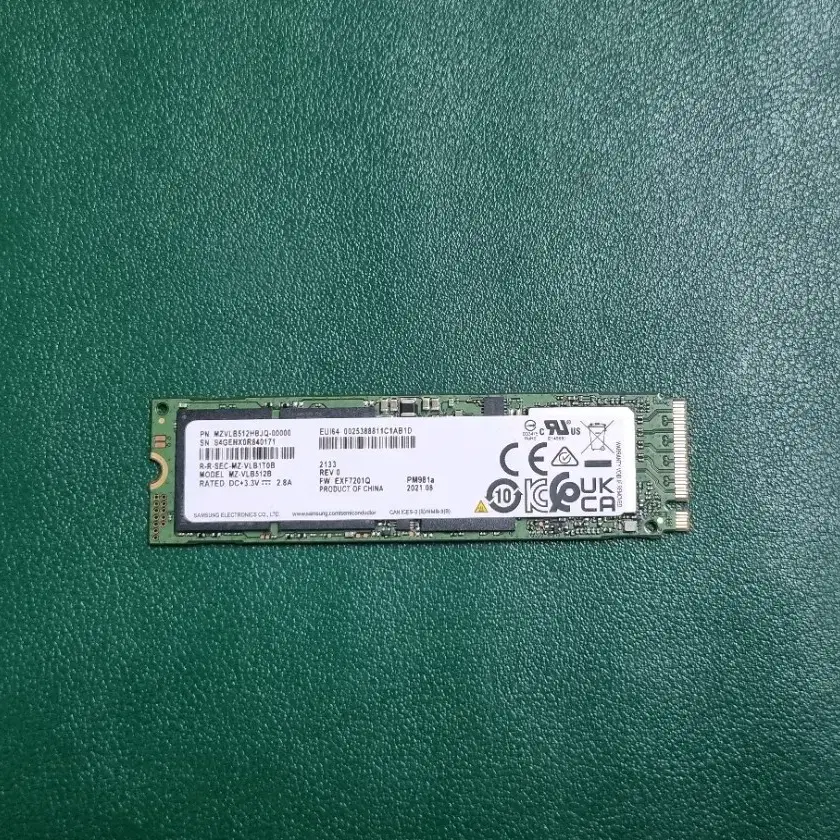 삼성 m2.ssd pm981a nvme ssd 512gb 팝니다