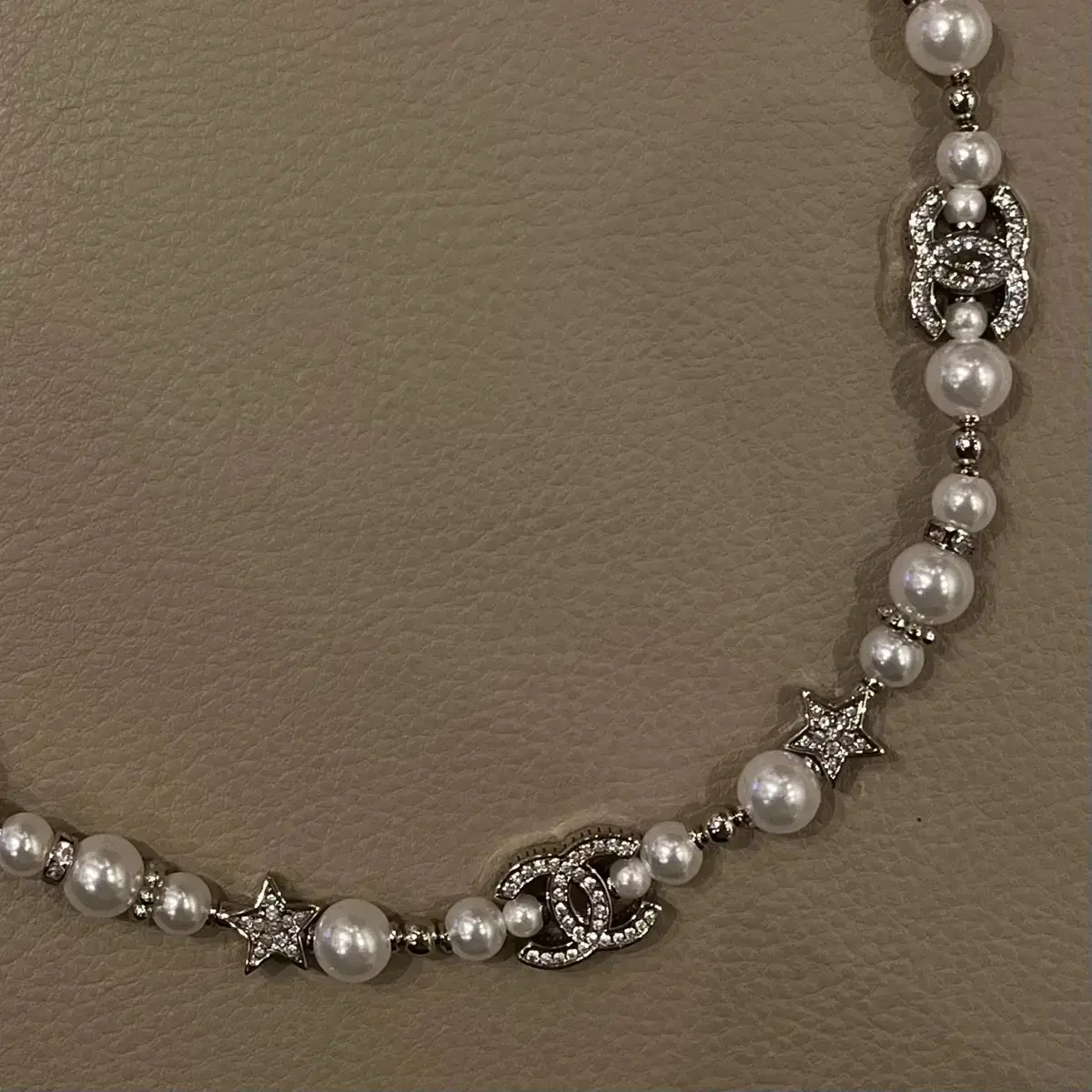 Genuine Chanel CC Star Cubic Pearl Necklace