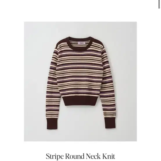 로라로라 니트 STRIPE ROUND NECK KNIT BROWN