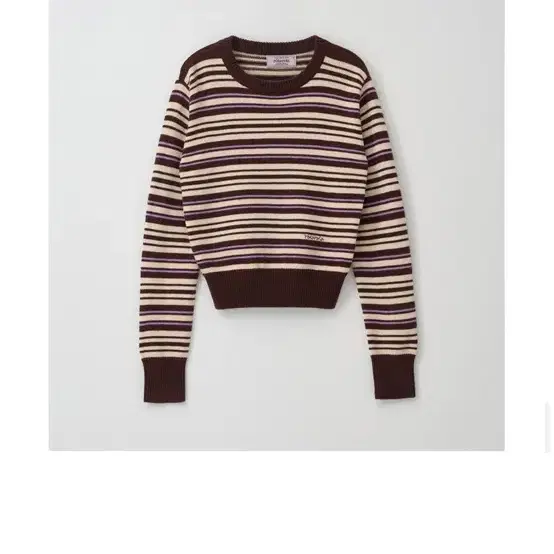 로라로라 니트 STRIPE ROUND NECK KNIT BROWN